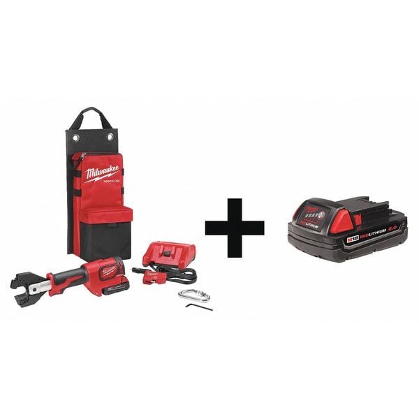 Milwaukee Tool Cordless Cable Cutter Kit, Battery Included, 18 V, Li-Ion Battery - 2672-21S, 48-11-1820