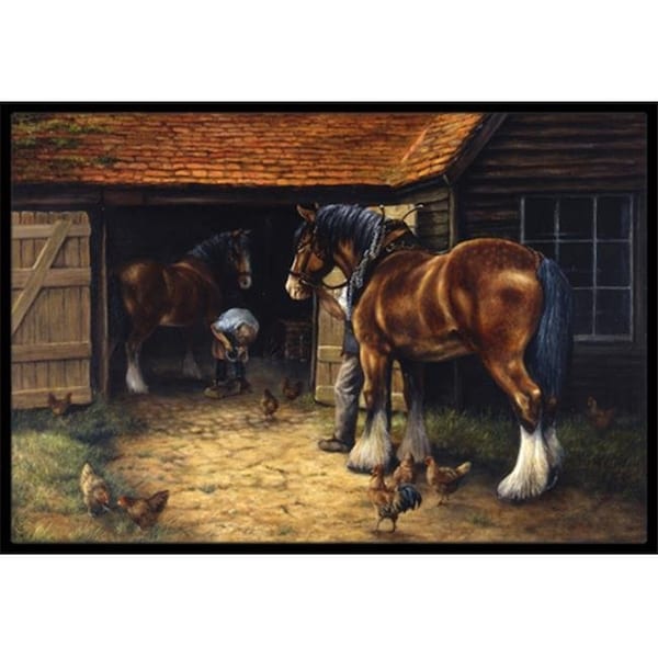 Carolines Treasures Carolines Treasures BDBA0086JMAT Horse & the Blacksmith by Daphne Baxter Indoor or Outdoor Mat; 24 x 36 - BDBA0086JMAT