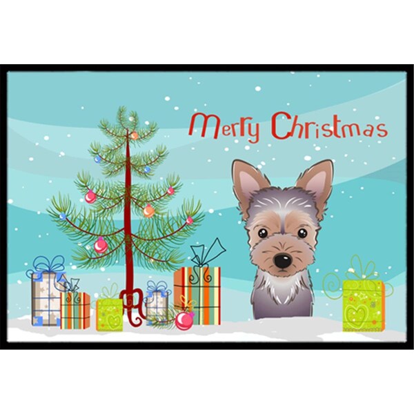 Carolines Treasures Christmas Tree and Yorkie Puppy Indoor or Outdoor Mat- 24 x 36 - BB1604JMAT