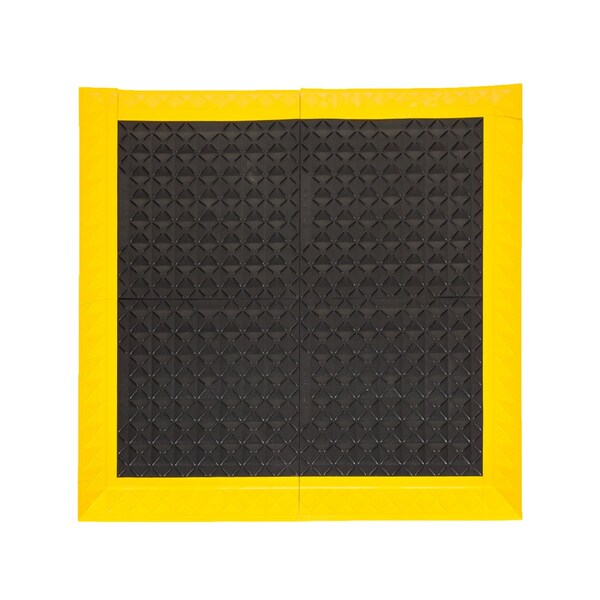 Safe-Flex Antifatigue Mat, 44 inch L x 44 inch W, Black Tiles / Yellow Border - ESDA1BZ1