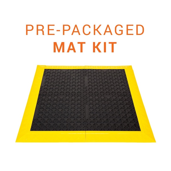 Safe-Flex Antifatigue Mat, 44 inch L x 44 inch W, Black Tiles / Yellow Border - ESDA1BZ1
