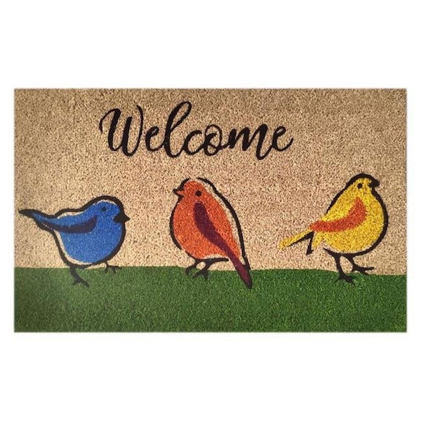 Terreno 30 x 18 in. Welcome Birds Coir Door Mat, Multi Color - TE3315727