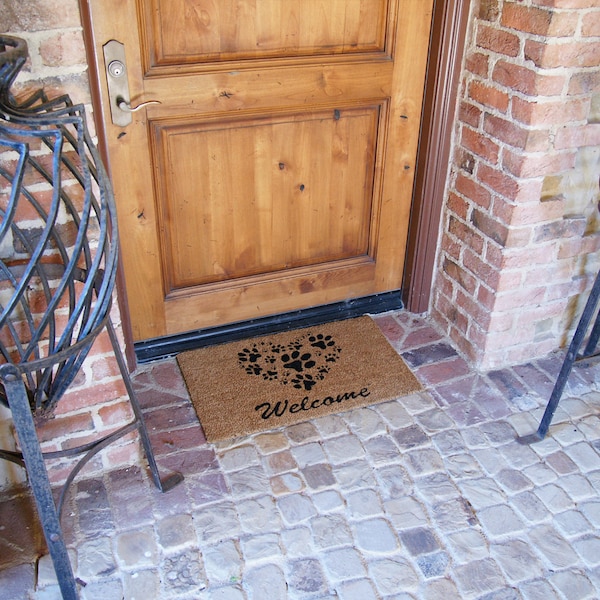Rubber-Cal "Heart-Shaped Paws" Welcome Mat, 18 by 30-Inch - 10-106-062P