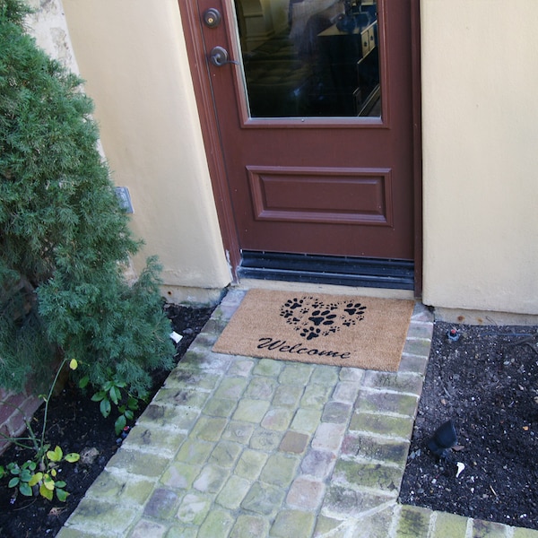 Rubber-Cal "Heart-Shaped Paws" Welcome Mat, 18 by 30-Inch - 10-106-062P