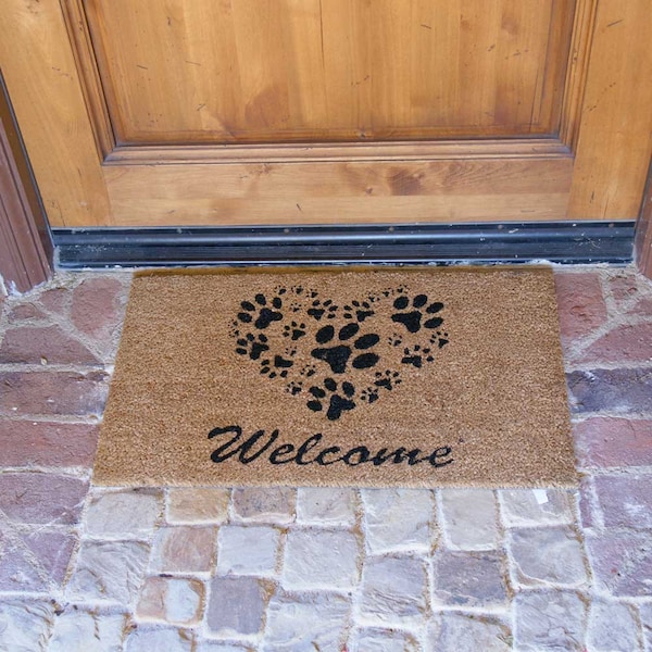 Rubber-Cal "Heart-Shaped Paws" Welcome Mat, 18 by 30-Inch - 10-106-062P