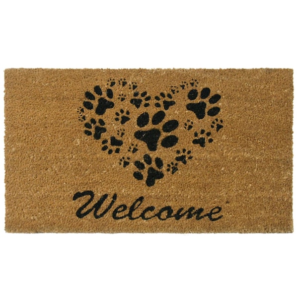 Rubber-Cal "Heart-Shaped Paws" Welcome Mat, 18 by 30-Inch - 10-106-062P