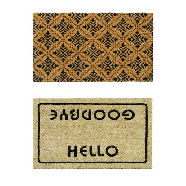 Rubber-Cal "Coir Walkoff Mats" - 2 Coco Coir Mats - 18" x 30" - 10-108-017