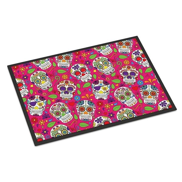 Carolines Treasures Day of the Dead Pink Indoor or Outdoor Mat, 18 x 27 in. - BB5115MAT