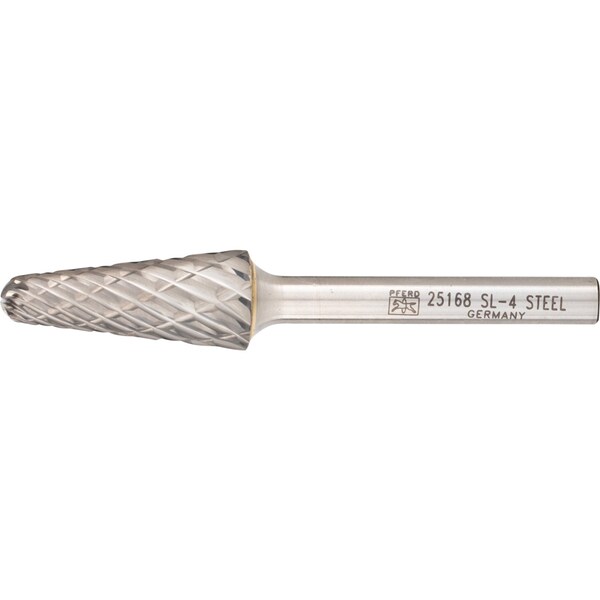 Pferd Carbide Bur - 14° Taper, STEEL Cut - 1/2" x 1-1/8" x 1/4" Shank - SL-4 - 25168