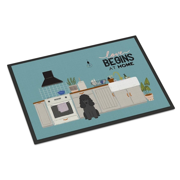 Carolines Treasures 24 x 36 in. Black Poodle Kitchen Scene Indoor or Outdoor Mat - CK7775JMAT