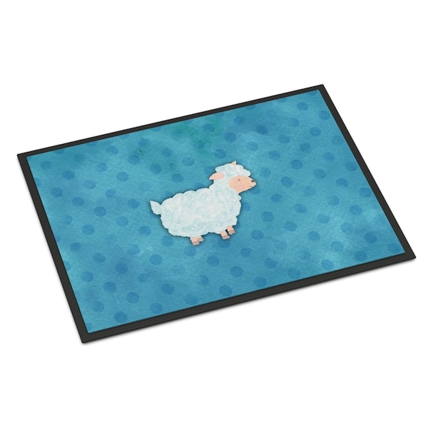 Carolines Treasures 18 x 27 in. Polkadot Sheep Lamb Watercolor Indoor or Outdoor Mat - BB7390MAT