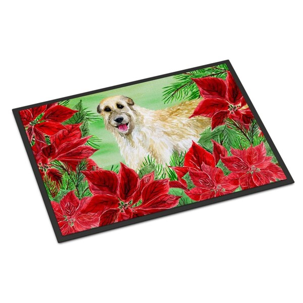 Carolines Treasures Irish Wolfhound Poinsettas Indoor or Outdoor Mat, 24 x 36 in. - CK1318JMAT