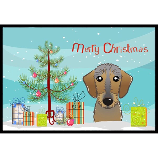 Carolines Treasures Christmas Tree and Wirehaired Dachshund Indoor or Outdoor Mat- 24 x 36 - BB1605JMAT