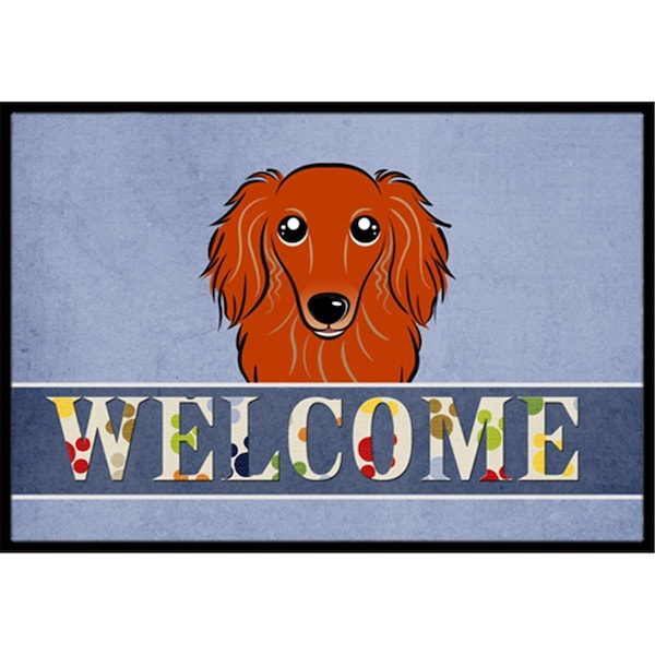 Carolines Treasures Longhair Red Dachshund Welcome Indoor and Outdoor Mat- 18 x 27 in. - BB1400MAT