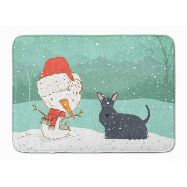 Carolines Treasures Scottish Terrier Snowman Christmas Machine Washable Memory Foam Mat - CK2068RUG