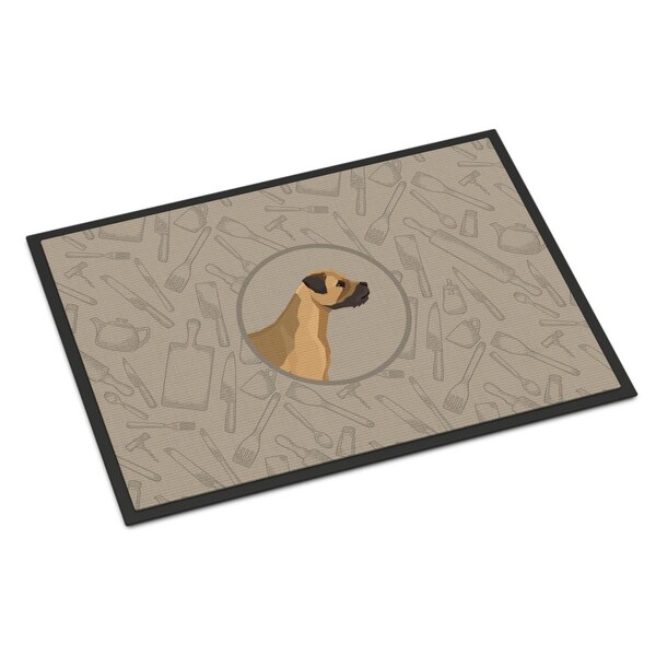 Carolines Treasures 18 x 27 in. Border Terrier in the Kitchen Indoor or Outdoor Mat - CK2170MAT
