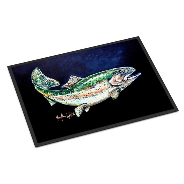 Carolines Treasures Deep Blue Rainbow Trout Indoor or Outdoor Mat, 18 x 27 in. - MW1213MAT