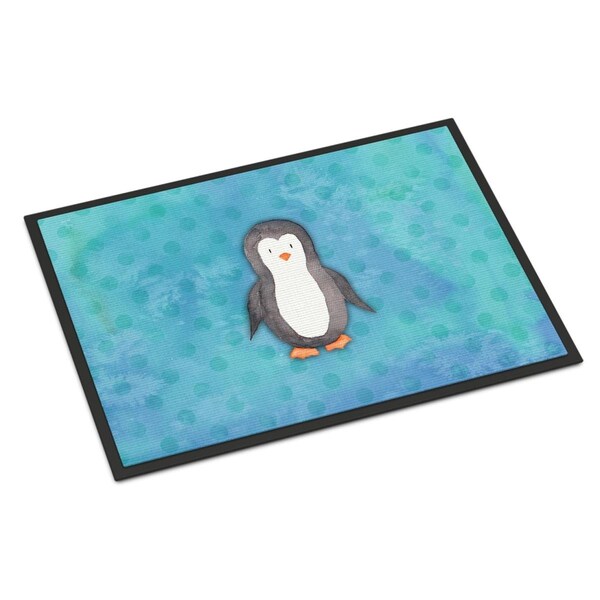 Carolines Treasures 24 x 36 in. Polkadot Penguin Watercolor Indoor or Outdoor Mat - BB7376JMAT