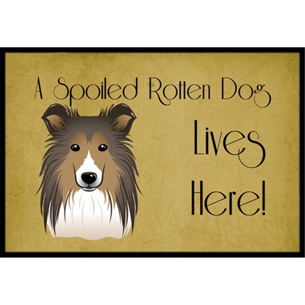 Carolines Treasures Sheltie Spoiled Dog Lives Here Indoor and Outdoor Mat- 18 x 27 in. - BB1490MAT