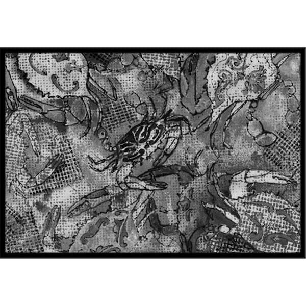 Carolines Treasures Grey Canvas Abstract Crabs Indoor and Outdoor Mat- 24 x 36 in. - 8953JMAT