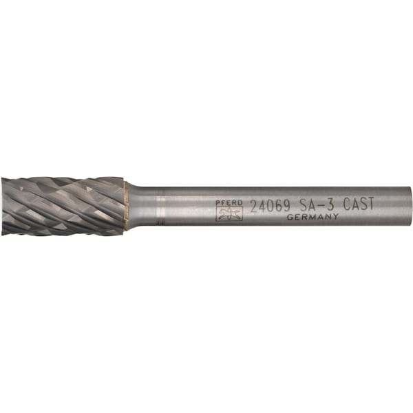 Pferd Carbide Bur - Cylind. Plain End, CAST Cut - 3/8" x 3/4" x 1/4" Shank - SA-3 - 24069