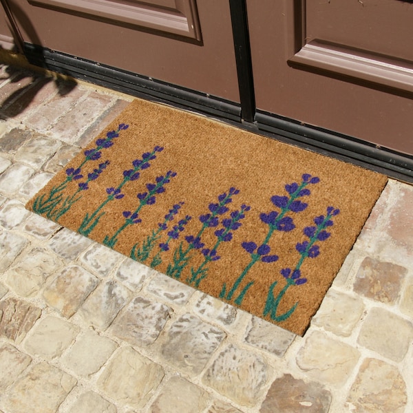 Rubber-Cal Purple English Lavender Flower Doormat, 18 x 3 - 10-102-019