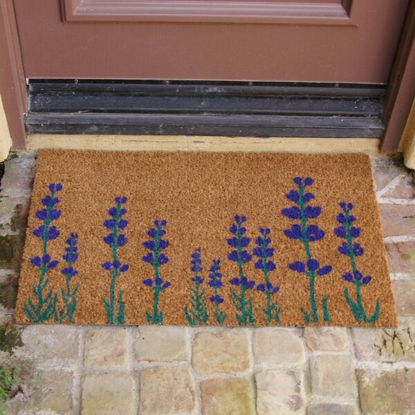 Rubber-Cal Purple English Lavender Flower Doormat, 18 x 3 - 10-102-019