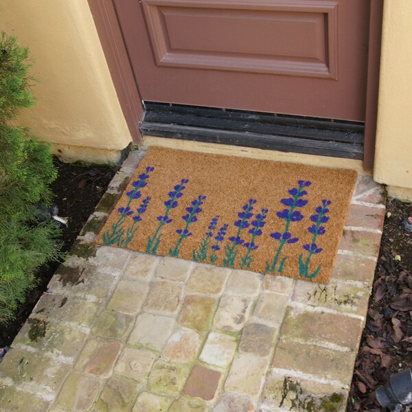 Rubber-Cal Purple English Lavender Flower Doormat, 18 x 3 - 10-102-019