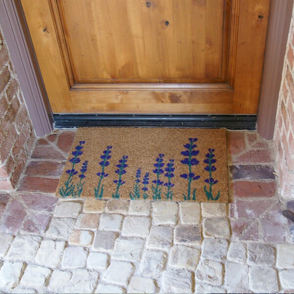 Rubber-Cal Purple English Lavender Flower Doormat, 18 x 3 - 10-102-019