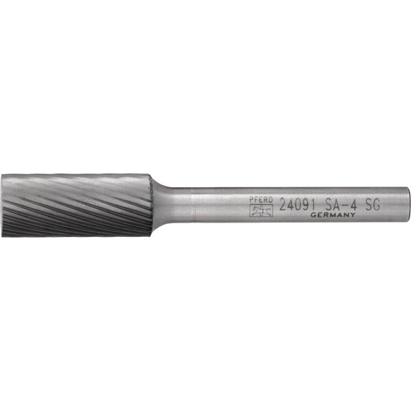 Pferd Carbide Bur - Cylind. (Plain End), SGL Cut - 7/16" x 1" x 1/4" Shank - SA-4 - 24091
