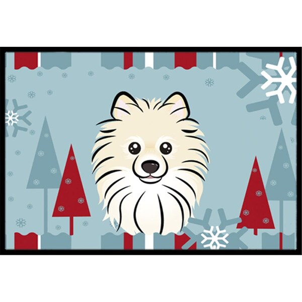 Carolines Treasures Winter Holiday Pomeranian Indoor and Outdoor Mat- 24 x 36 in. - BB1703JMAT