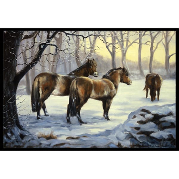 Micasa Horses in Snow by Daphne Baxter Indoor or Outdoor Mat24 x 36 - MI760499