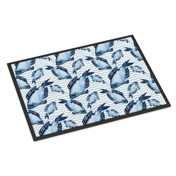 Jensendistributionservices Beach Watercolor Fishes Indoor or Outdoor Mat, 24 x 36 in. - MI2550849