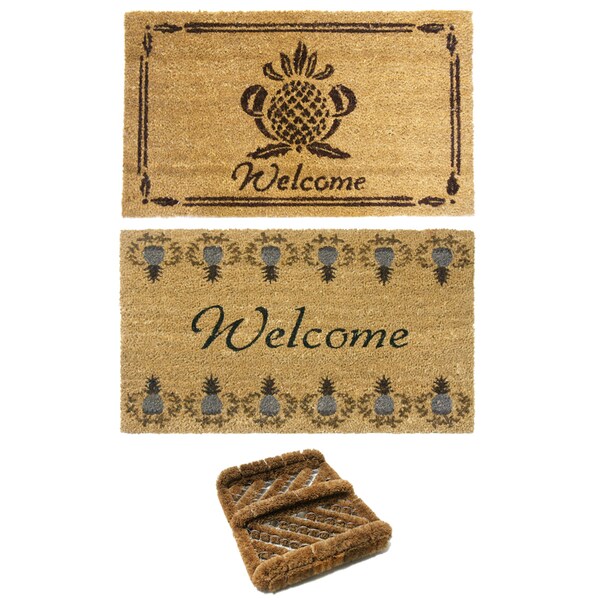 Rubber-Cal "Coastal Decor Dooormat Kit" - 2 Beach Decor Doormats & 1 Shoe Scraper - 10-108-002