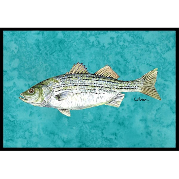 Jensendistributionservices Fish Striped Bass Indoor Or Outdoor Doormat, 24 x 36 in. - MI2554978