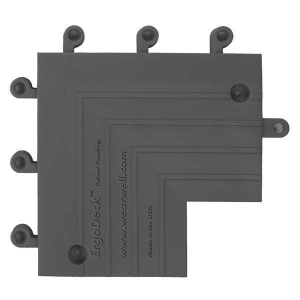 Wearwell Ramp Inside Corner, 9 in L x 9 in W, 7/8 in Thickness, Open Grid, Black - 560.78X6X9X9BK