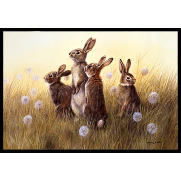 Carolines Treasures Rabbits in the Dandelions Indoor or Outdoor Mat, 24 x 36 - CA78661