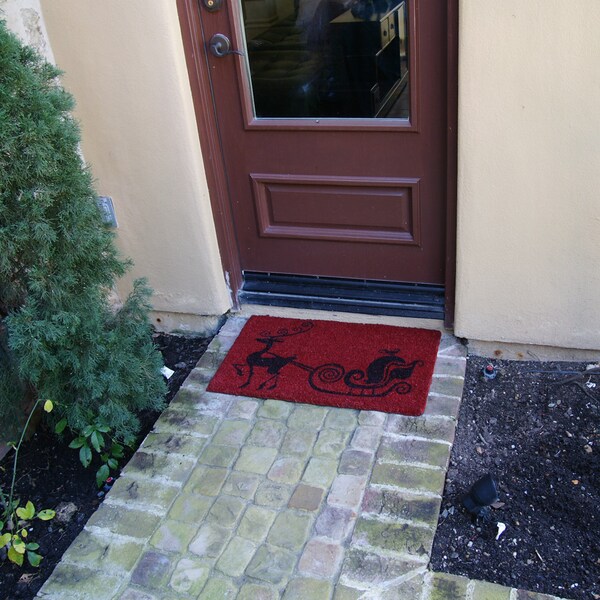 Rubber-Cal "Outdoor Christmas Doormat Kit" - 2 Coco Coir Doormats & 1 Herringbone Boot Scraper - 10-108-005