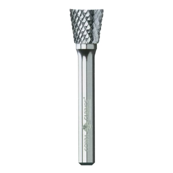Cobra Carbide Carbide Burr, Double Cut Shape N Included Angle 10 Degree Reg. Lgth, SN-1, 1/4 - 11471