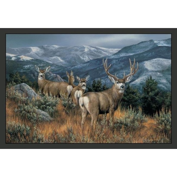 Custom Printed Rugs Custom Printed Rugs CPR066 Lastglance Mule Deer Size 18 x 26 in. Doormat Rug - Blue; Brown; Brown & Tan - CPR066