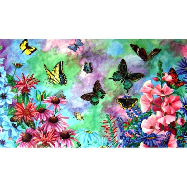 H2H Butterflies 18 x 30 in. Doormat Rug - Brown, Brown & Tan, Gold & Yellow - H22100542