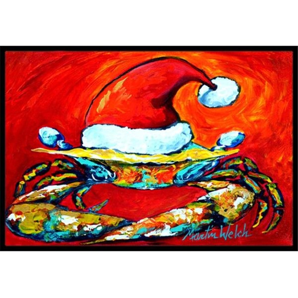 Jensendistributionservices Crab In Santa Hat Santa Claws Indoor Or Outdoor Mat 18 x 27 In. - MI754543