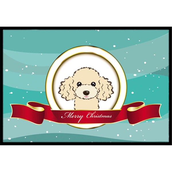 Carolines Treasures Buff Poodle Merry Christmas Indoor and Outdoor Mat- 24 x 36 in. - BB1568JMAT