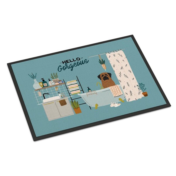 Carolines Treasures 18 x 27 in. Brindle Mastiff in Bathtub Indoor or Outdoor Mat - CK7437MAT