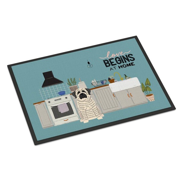 Carolines Treasures 24 x 36 in. White Mastiff Brindle Kitchen Scene Indoor or Outdoor Mat - CK7720JMAT