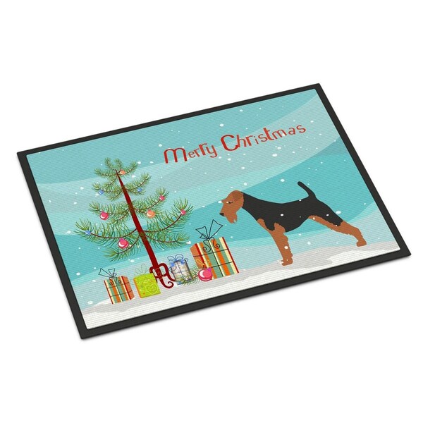 Carolines Treasures Welsh Terrier Merry Christmas Tree Indoor or Outdoor Mat, 24 x 36 - BB2903JMAT