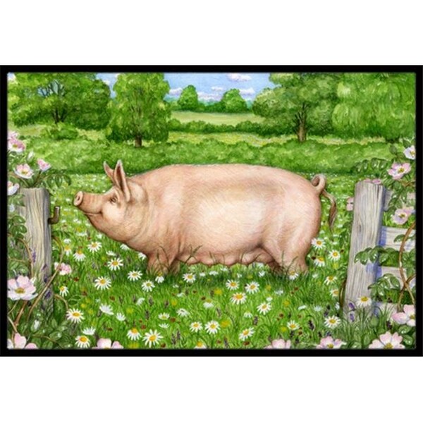 Carolines Treasures Carolines Treasures CDCO0374MAT Pig in Dasies by Debbie Cook Indoor or Outdoor Mat; 18 x 27 - CDCO0374MAT