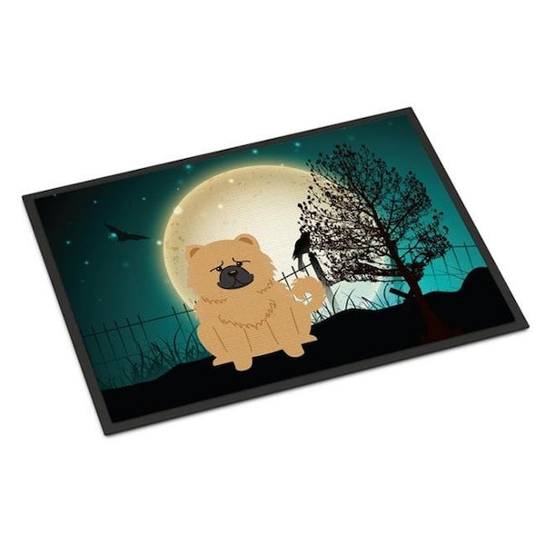 Jensendistributionservices Halloween Scary Chow Chow Cream Indoor or Outdoor Mat; 24 x 0.25 x 36 in. - MI225472