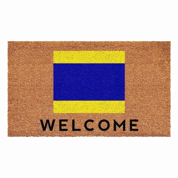 Calloway Mills Personalized Door Mat, Blue, Yellow, Black, Natural, 36 in W x 72 in L - 108123672D