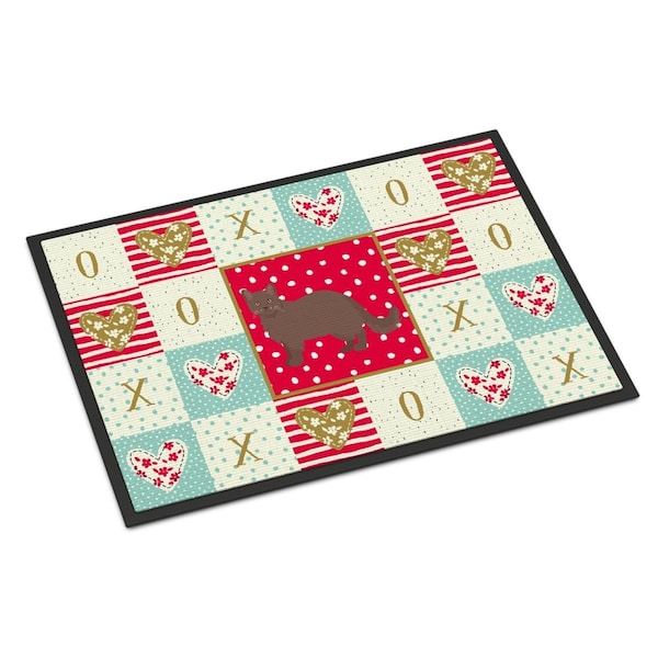 Carolines Treasures 24 x 36 in. York Chocolate No.1 Cat Love Indoor or Outdoor Mat - CK5731JMAT